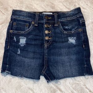 Girls high rise denim shorts